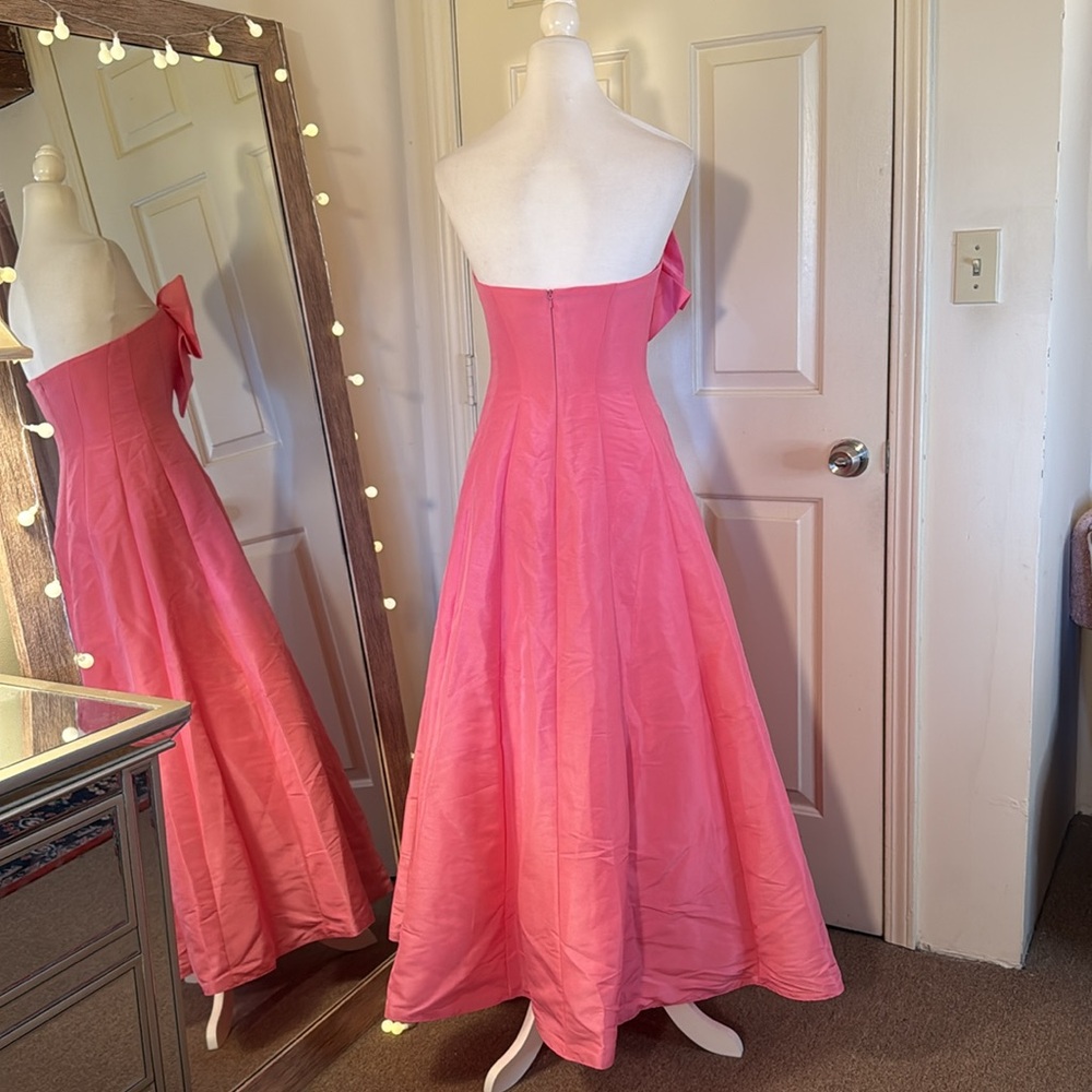 Mac Duggal Strapless Hot Pink Gown with Bow - Picture 6 of 8